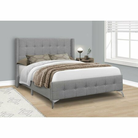 DAPHNES DINNETTE Metal Legs Grey & Chrome Transitional Queen Size Bed DA3598946